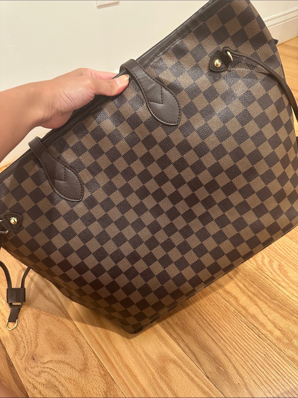 Daisy Rose Classic Brown Checker Tote Bag
